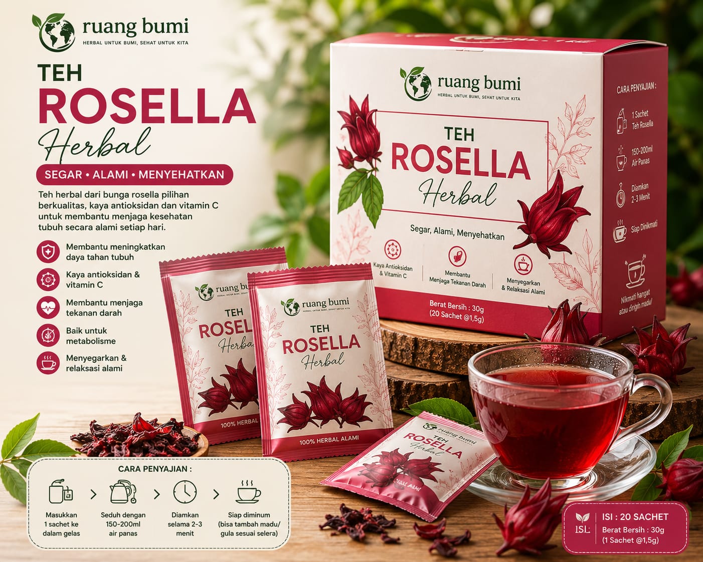 Teh Rosella cantik